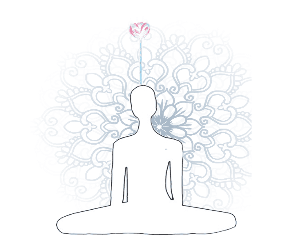 Blue guru guiding a seeker through inner light